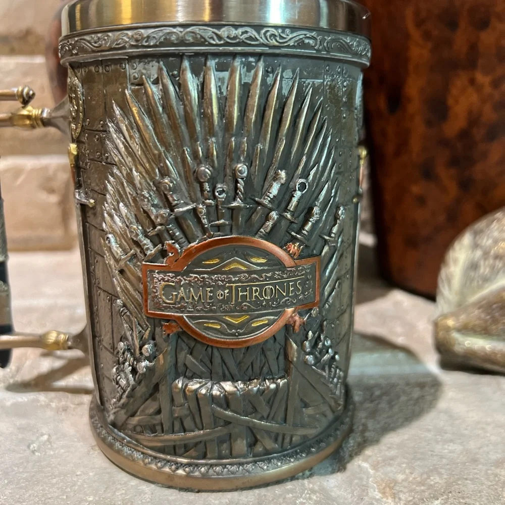 Game of Thrones Iron Throne Logo Sword Tankard Mug EUC
